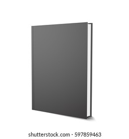 Vector black book template, realistic design, isolated on white