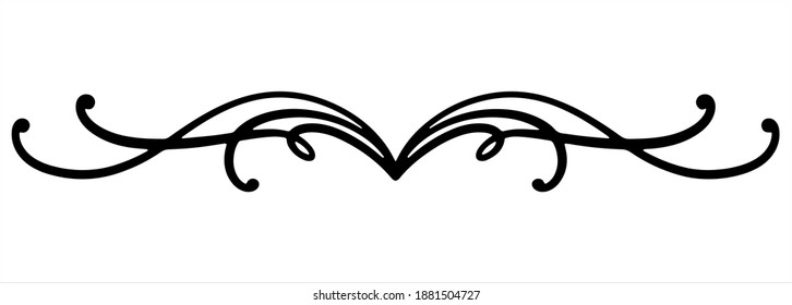 Vector black border with a thin line. Decorative element with swirl for decoration of festive products, web, menus, labels. Ornament for Valentine's day, birthday, mother's day