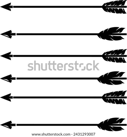 Vector black bow arrow icons set on white background