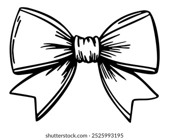 Vector arco negro aislado sobre fondo blanco. Accesorio para el cabello de las niñas. Estilo femenino. Doodle de contorno.