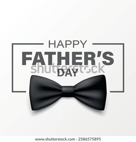 Vector Black Bow Tie for Father s Day Design. 3d Realistic Silk Bow Tie. Glossy Bowtie, Tie Gentleman. Father s Day Holiday Concept. Design Template for Greeting Card, Invitation, Poster
