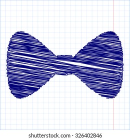 Vector Black Bow Tie icon with pen and school paper effect 