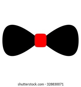 Vector Black Bow Tie icon. Red small knot