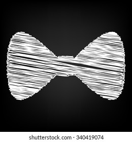 Vector Black Bow Tie icon with chalk effect 