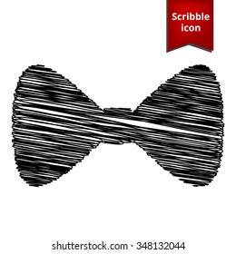 Vector Black Bow Tie icon with pen effect. Scribble icon for you design. 