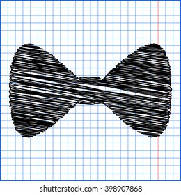 Vector Black Bow Tie icon with pen effect on paper