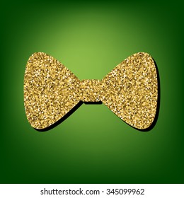 Vector Black Bow Tie  illustration. Golden icon