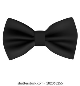 Vector Black Bow Tie - isolated on white background. Photo-realistic vector.