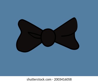 Vector black bow tie isolated on a blue background.