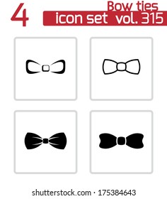 Vector black bow ties icons set on white background