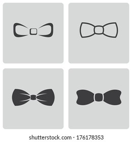 Vector black bow ties icons set on white background