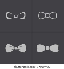 Vector black bow ties icons set on gray background