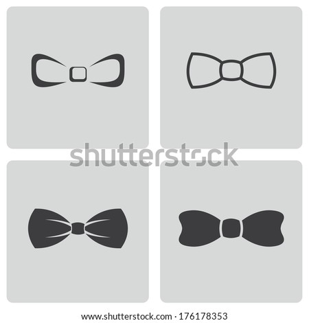 Vector black bow ties icons set on white background