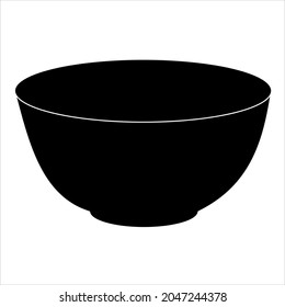 vector black bowl isolated on white background