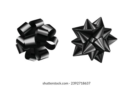 Vector black bows for wrapping present box set.