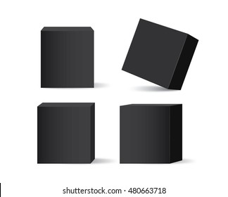 Vector black box collection isolated on white background. Ideal for mock up of packaging or other job.