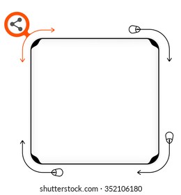 Vector black box to fill your text and share icon