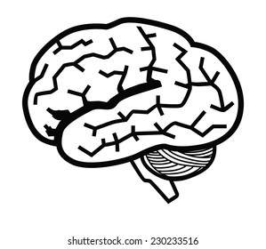 vector black Brain icon on white background