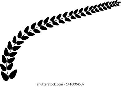 Vector black branch, grass, trees, ear, wheat, rye