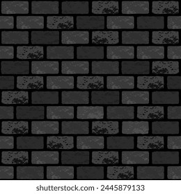 Vector negro ladrillo pared patrón sin fisuras. Fondo plano de textura de pared oscura. Ladrillo negro para correr, ladrillo texturizado para impresión, papel, diseño, decoración, fondo de foto, Fondo de pantalla.