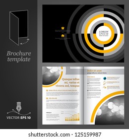 Vector black brochure template design with round elements. EPS 10
