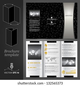Vector black brochure template design with pattern. EPS 10