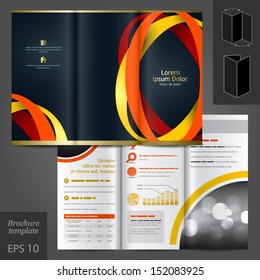 Vector Black Brochure Template Design With Color Round Elements. EPS 10