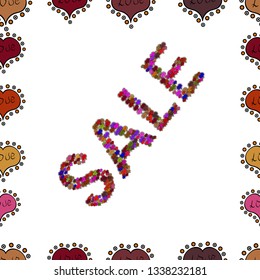 Vector. Black, brown and white friday sale label. Grunge pained background, frame border. Cute sticker illustration. Marketing campaign. Sale, give away banner, retail vector tag. Seamless pattern.