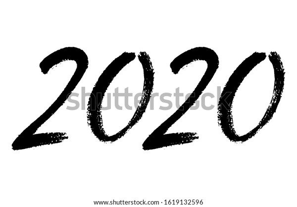 Vector Black Brush Calligraphy 2020 Sign Stock Vector (Royalty Free ...