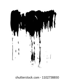 Vector black brush spots, highlighter lines or felt-tip pen blobs. Brushstrokes and dashes. Ink smudge abstract shape stains and smear set with texture
