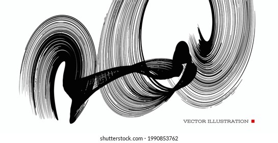 Líneas curvadas de pincel negro vectorial aisladas en fondo blanco