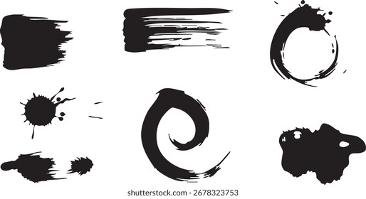 Juego de pinceladas negras de Vector