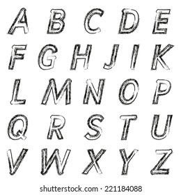 Vector black brush style bold, Brush stroke alphabet, Vector illustration