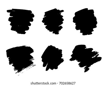 Vector black brushes on white background. Collection paintbrush lines for your design.