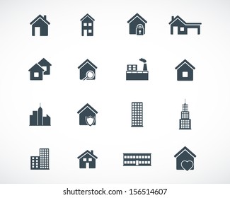 Vector black building icons set