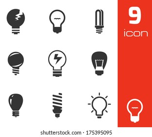 Vector black bulbs icons set on white background