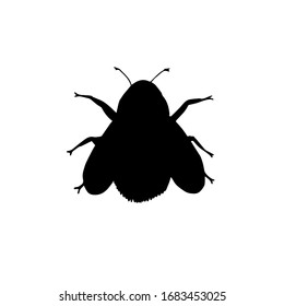 Vector black bumblebee bee silhouette isolated on white background