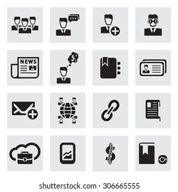Vector black Business icon set on grey background
