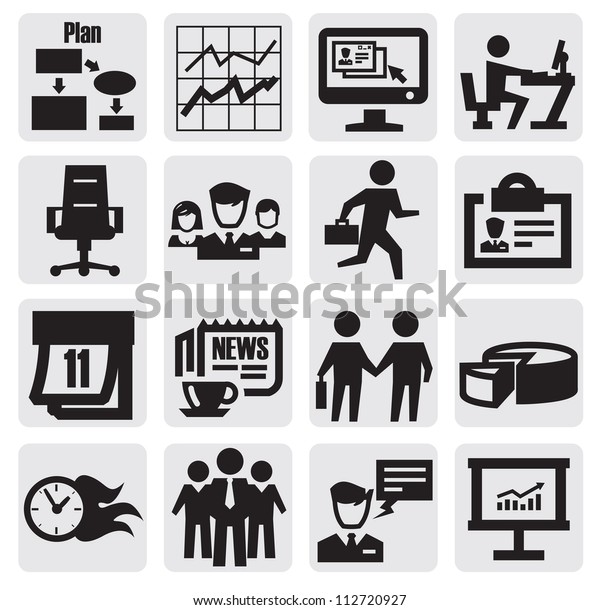 Vector Black Business Icon Set On Stock Vector (Royalty Free) 112720927