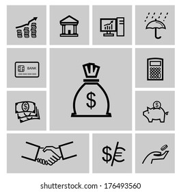 vector black business icons