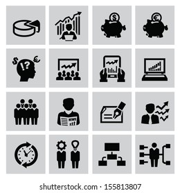 Vector Black Business Icons Set On Stock Vector (Royalty Free) 155813807