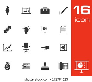 Vector black business icons set on white background