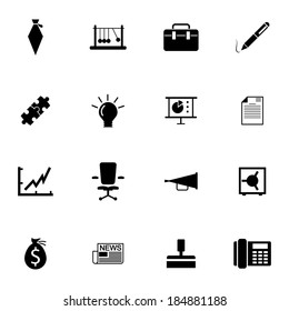 Vector black business icons set on white background