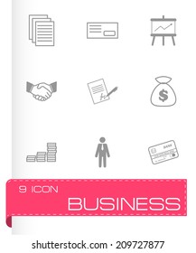 Vector black business icons set on white background