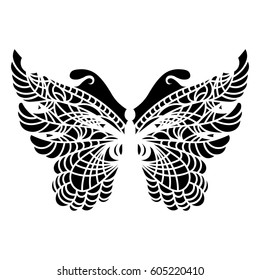 Vector, black butterfly on a white background. Laser cutting. wings