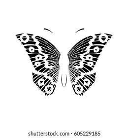 Vector, black butterfly on a white background. Laser cutting. wings, tattoo