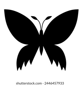 Vector black butterfly, simple color shadow silhouette