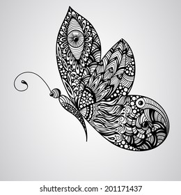 vector black butterfly, tettoo syle,