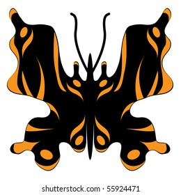 vector black butterfly tiger coloring on a white background