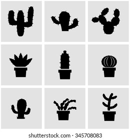 Vector black cactus icon set.